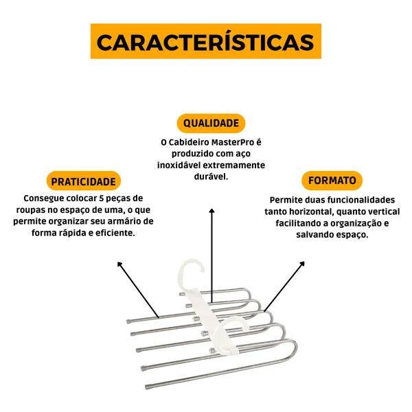 Imagem de Cabide organizador multiuso para calça de inox e plástico 16x24x32cm