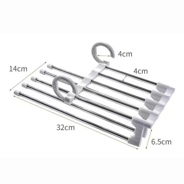 Cabide Para Calças Com 5 Divisórias Organizador Retrátil Em Inox - Clink Imagem de Cabide Para Calças Com 5 Divisórias Organizador Retrátil Em Inox