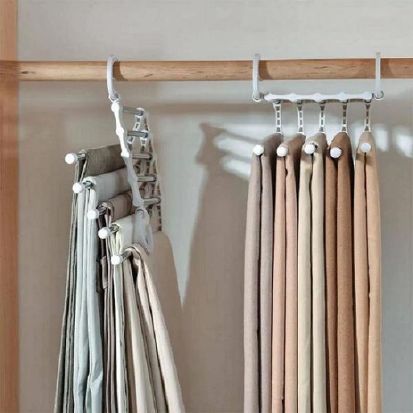 Cabide Para Calças Com 5 Divisórias Organizador Retrátil Em Inox - Clink Imagem de Cabide Para Calças Com 5 Divisórias Organizador Retrátil Em Inox