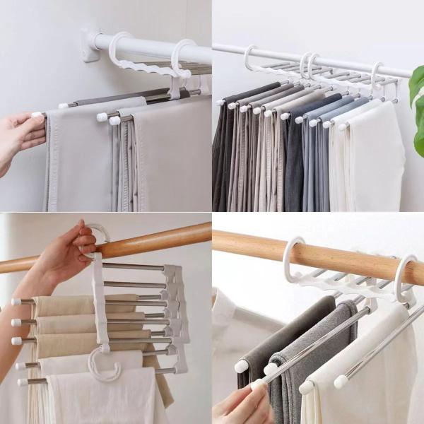 Cabide Para Calças Com 5 Divisórias Organizador Retrátil Em Inox - Clink Imagem de Cabide Para Calças Com 5 Divisórias Organizador Retrátil Em Inox
