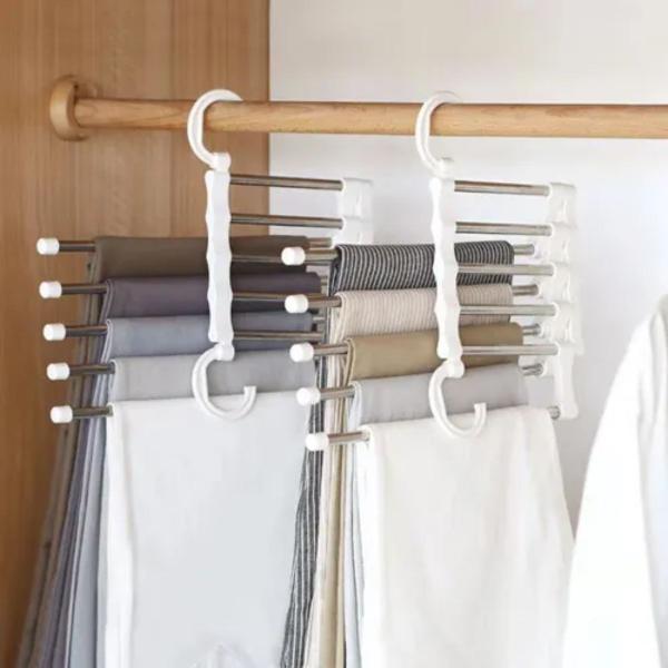Cabide Para Calças Com 5 Divisórias Organizador Retrátil Em Inox - Clink Imagem de Cabide Para Calças Com 5 Divisórias Organizador Retrátil Em Inox