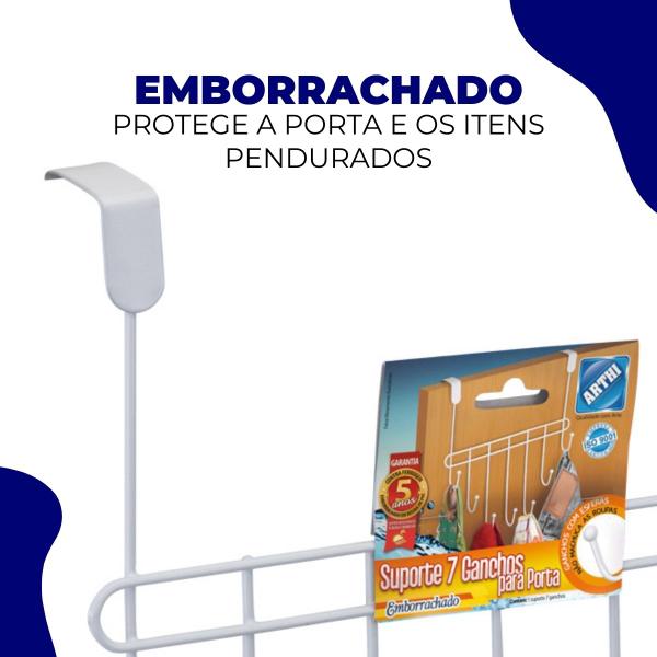 Imagem de Cabide Pendurar Cabideiro De Porta 7 Ganchos Organizador Multiuso para Roupas Calça Toalha Arthi