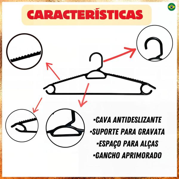 Imagem de Cabide Premium Adulto Reforçado kit 50unidades.