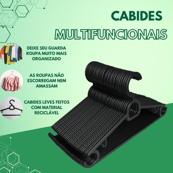 Imagem de Cabide Preto Adulto Antideslizante Reforçado Kit com 30 Cabides Slin