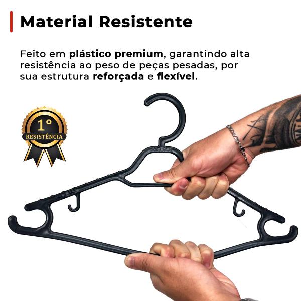 Imagem de Cabide Preto Adulto Reforçado 10 Unidades Resistente Atacado