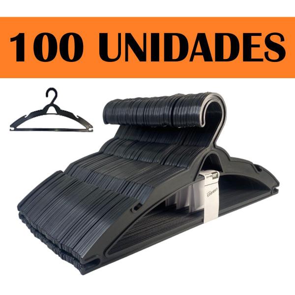 Imagem de Cabide Prime Para Roupas C/ Suporte Para Alças - Kit 100 Unidades