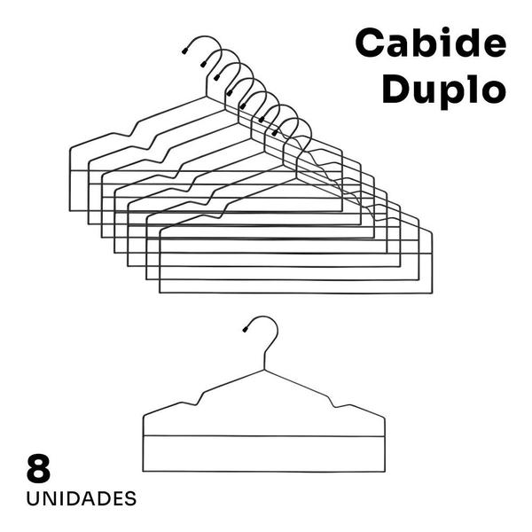 Imagem de Cabide Simples Kit Adulto Aço 12 Pçs Guarda-Roupa Quarto