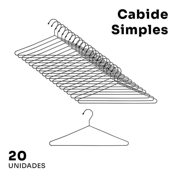 Imagem de Cabide Simples Kit Adulto Aço 12 Pçs Guarda-Roupa Quarto