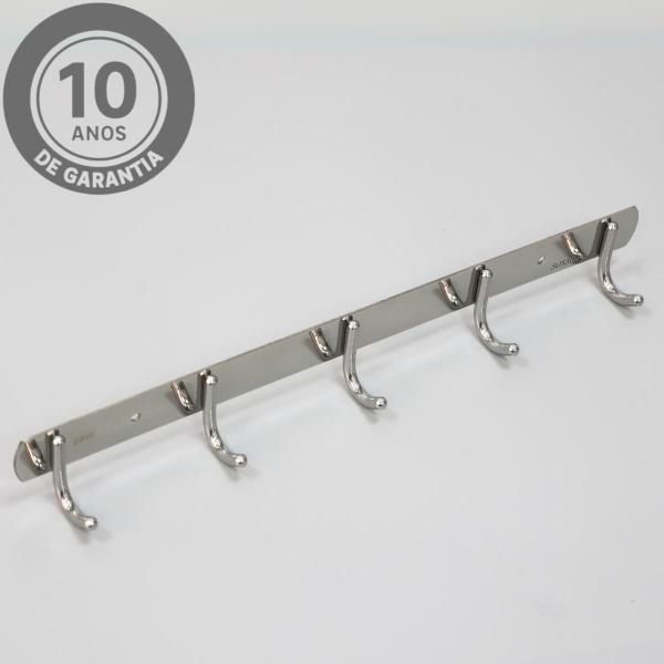 Cabide Suporte Cabideiro de Parede 5 ganchos Inox para Roupas Toalhas Utensilios Objetos - LUMAI Imagem de Cabide Suporte Cabideiro de Parede 5 ganchos Inox para Roupas Toalhas Utensilios Objetos