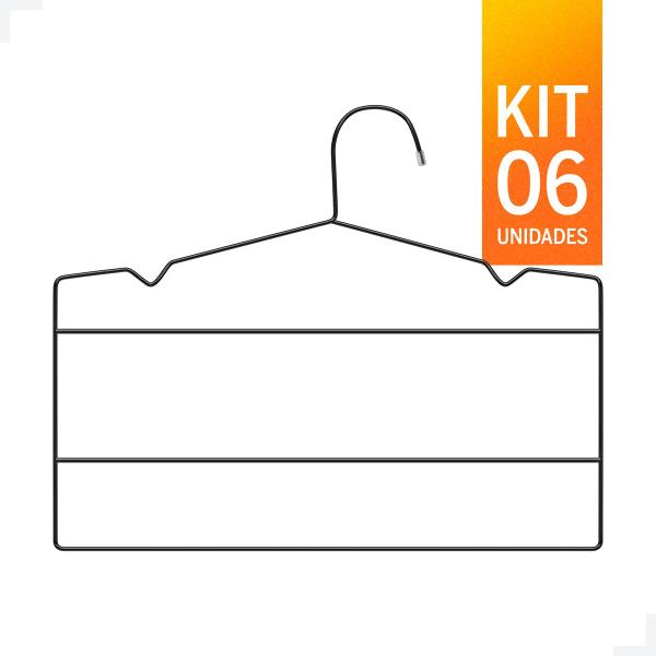 Cabide Triplo Calceiro Preto Kit com 6 unidades - Sabaronni Imagem de Cabide Triplo Calceiro Preto Kit com 6 unidades