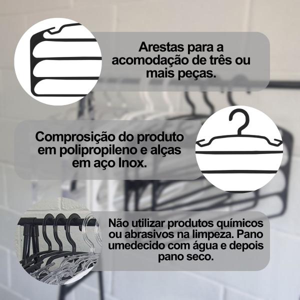 Cabide Triplo organizador Para Roupa/Calça/Bermuda 37x32 cm - Paramount 3 Imagem de Cabide Triplo organizador Para Roupa/Calça/Bermuda 37x32 cm