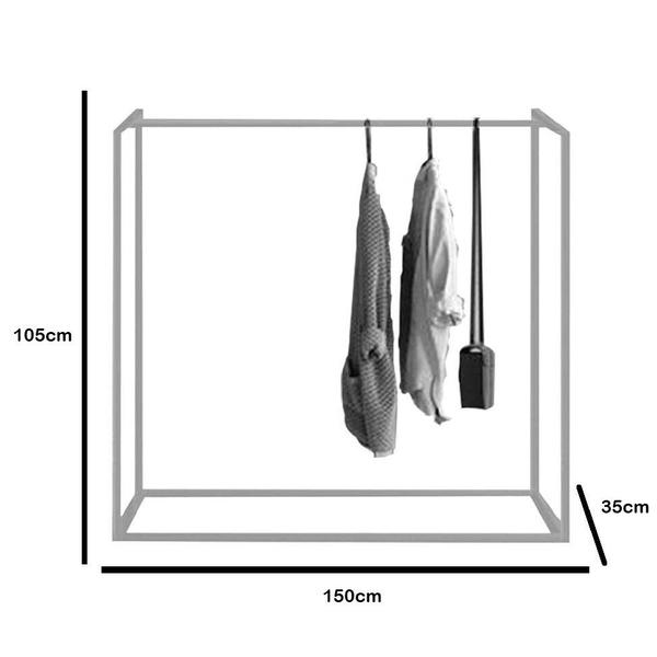 Imagem de Cabideiro Arara de roupas Maya 150cm Closet Loja e Puff Bita Ferro Branco Sintético Cinza - Ahazzo Móveis