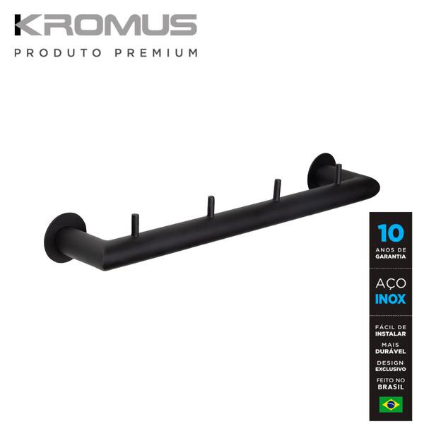 Imagem de Cabideiro C4 Inox Preto Fosco - Kromus ME0214B