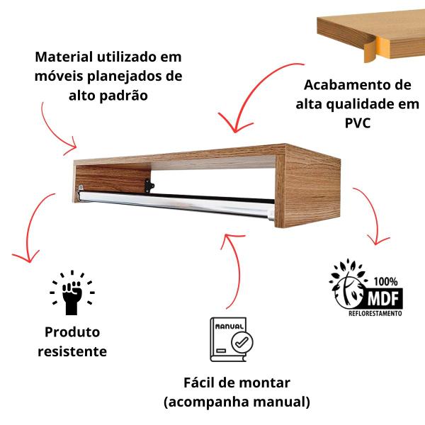 Imagem de Cabideiro De parede Arara Para Roupas Closet Mdf Quarto Loja