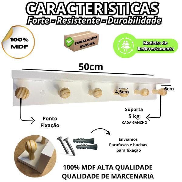 Imagem de Cabideiro De Parede Organizador Prateleira Decorativa Mdf