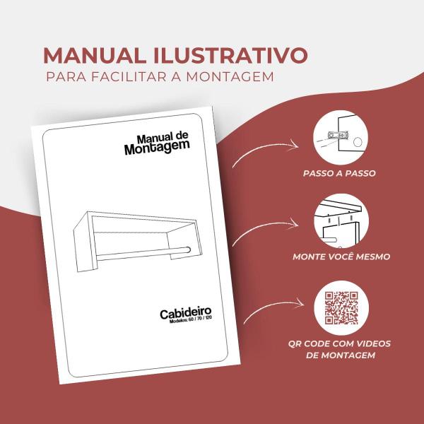 Imagem de Cabideiro De Parede Para Roupas Arara De Closet Quarto 50 Cm