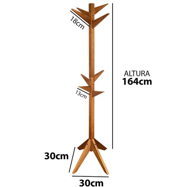 Imagem de Cabideiro De Pé Mancebo Madeira Reticulado Com Arara Imbuia