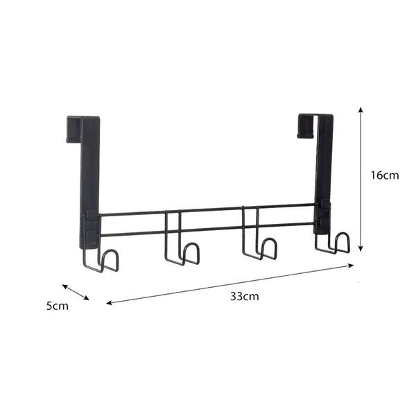 Cabideiro De Porta Com 4 Ganchos Super Resistente - Preto - Metaltru Imagem de Cabideiro De Porta Com 4 Ganchos Super Resistente - Preto