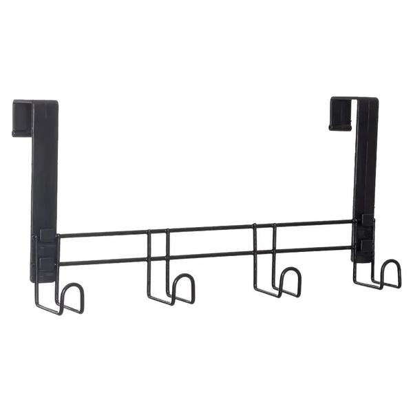 Cabideiro De Porta Com 4 Ganchos Super Resistente - Preto - Metaltru Imagem de Cabideiro De Porta Com 4 Ganchos Super Resistente - Preto