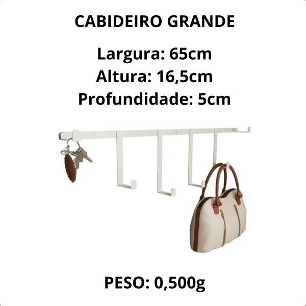 Imagem de Cabideiro Industrial Decorativo Ferro Branco 45x16x5cm