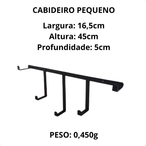 Imagem de Cabideiro Industrial Decorativo Ferro Preto 65x16x5cm