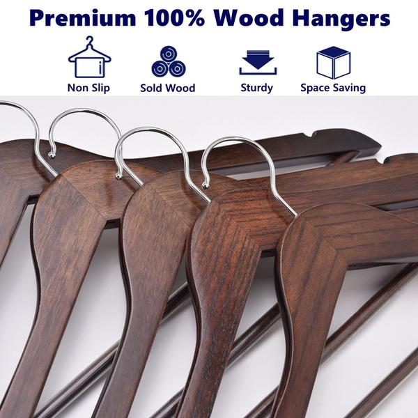 Imagem de Cabides Amber Home Vintage Wooden Walunt Wood, pacote com 30