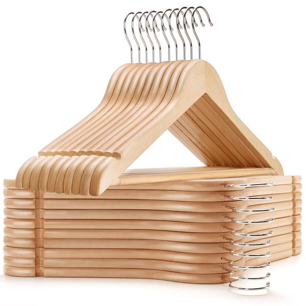Cabides Amber Home Wooden, pacote com 30, madeira natural Imagem de Cabides Amber Home Wooden, pacote com 30, madeira natural