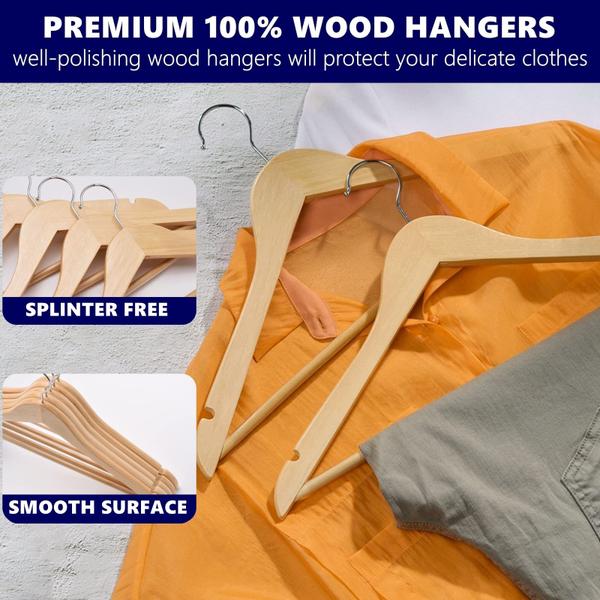 Cabides Amber Home Wooden, pacote com 30, madeira natural Imagem de Cabides Amber Home Wooden, pacote com 30, madeira natural
