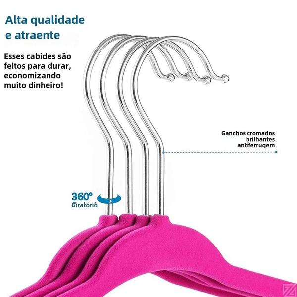 Imagem de Cabides de Veludo Antiderrapantes para Crianças - Pacote com 10/20/30 Unidades