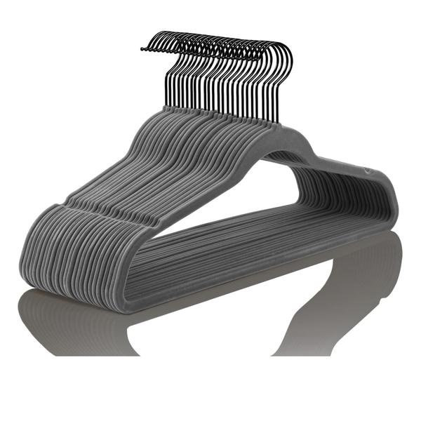 Imagem de Cabides de veludo MIZGI Premium (pacote com 50) Heavy Duty Grey