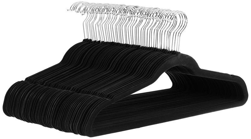 Imagem de Cabides de Veludo Slim Amazon Basics - Pacote com 50 - Antiderrapantes