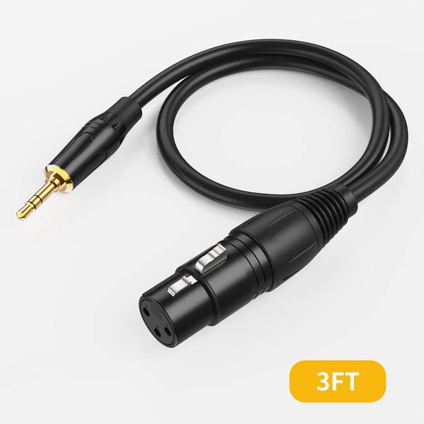 Imagem de CableCreation (1/8 polegadas) 3,5 mm para XLR cabo, XLR balanceado fêmea para 3,5 mm cabo de microfone 3 pés/0,9m, preto