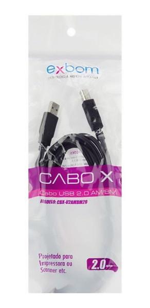 Imagem de Cabo 2.0 Usb Am/bm P/ Impressoras E Scanners 2m Exbom Bm20