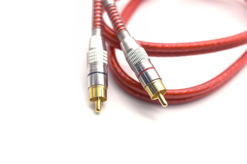 Imagem de Cabo 2+2 RCA Prime Plug Metal 5mm 1m Techone Transparante Vermelho Svart 100% Cobre