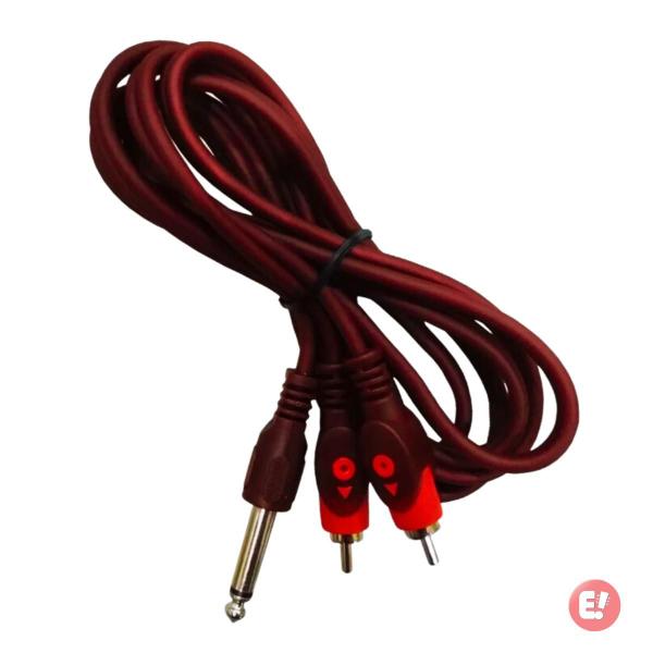 Imagem de Cabo 2 RCA + P10 Mono Vermelho Profissional 1,8m MXT