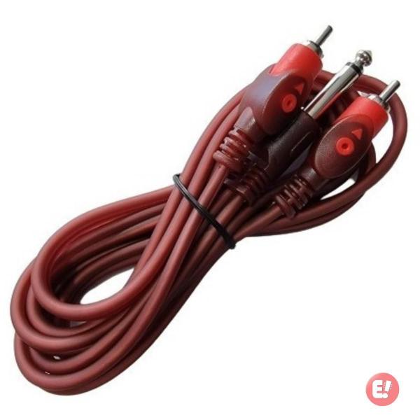 Imagem de Cabo 2 RCA + P10 Mono Vermelho Profissional 1,8m MXT