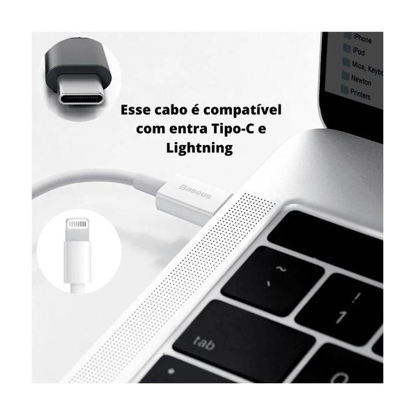 Cabo 20w Turbo Rápido Compatível Com i P hone 13 12 11 Usb-c 2 Metros Resistente - BASEUS Imagem de Cabo 20w Turbo Rápido Compatível Com i P hone 13 12 11 Usb-c 2 Metros Resistente