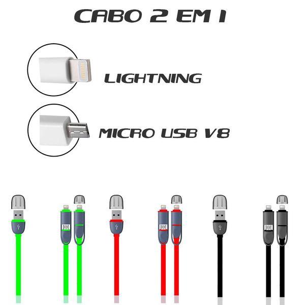 Imagem de Cabo  2em1 USB X Micro USBV8 e lightning) C/ 1.2M VLH MBTECH