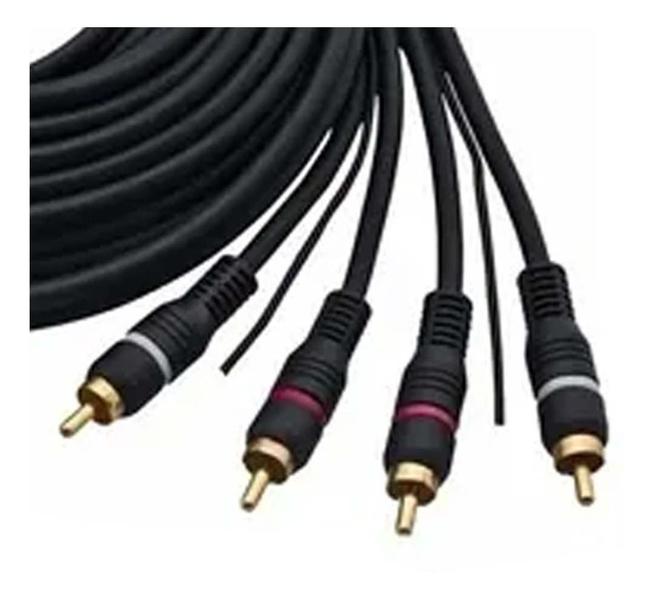 Imagem de Cabo 2x2 Rca Com Fio Terra 5m Preto Som Automotivo