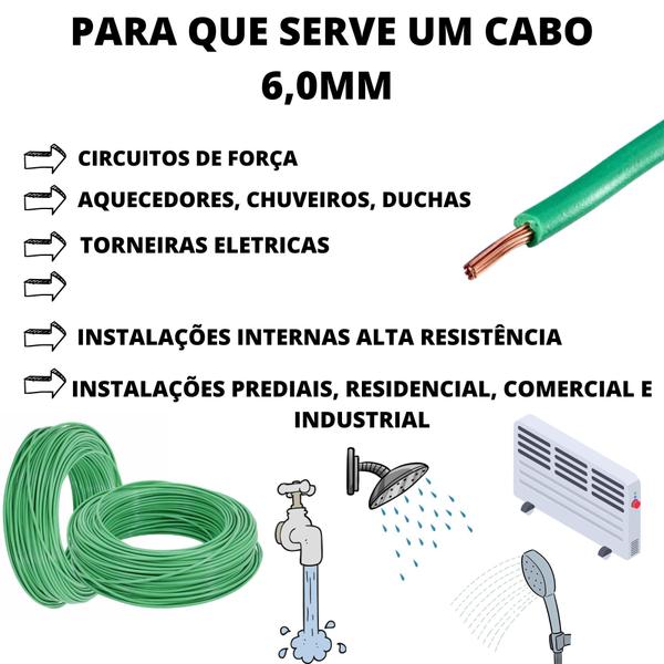 Imagem de Cabo 6,0mm P/ Chuveiros/duchas/torneiras Elétricas 95 Metros