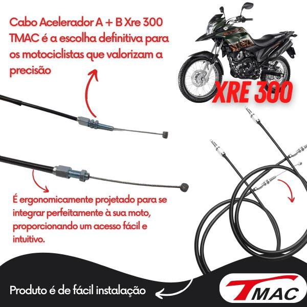 Cabo Acelerador A + B Xre 300 2010 2011 2012 2013 2014 2015 - Tmac Imagem de Cabo Acelerador A + B Xre 300 2010 2011 2012 2013 2014 2015