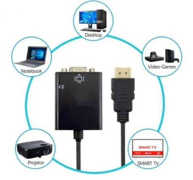 Imagem de Cabo Adap Conversor Hdmi Para Vga Com Cabo Auxiliar de Áudio