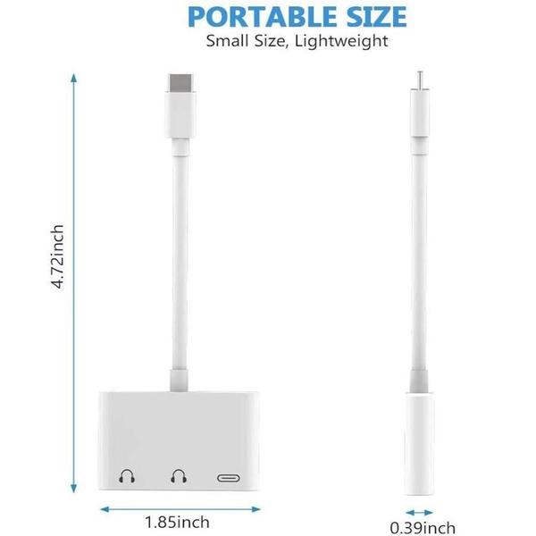 Imagem de Cabo Adaptador 3 Em 1 Duplo Android Usb C Type C Branco