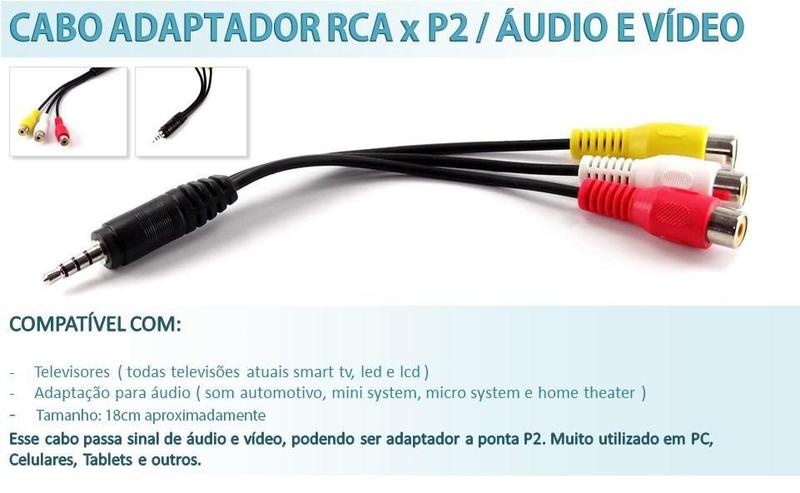 Imagem de Cabo Adaptador 3 Rca Fêmea X P3 / Áudio E Vídeo Samsung Av