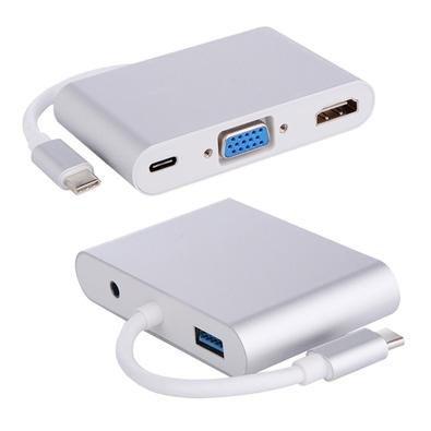 Imagem de Cabo Adaptador 3x1 - Usb Tipo-c Thunderbolt 3 X Usb-c Vga Usb 3.0