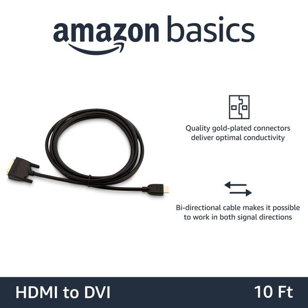 Imagem de Cabo adaptador Amazon Basics HDMI-A para DVI (macho) 3m preto