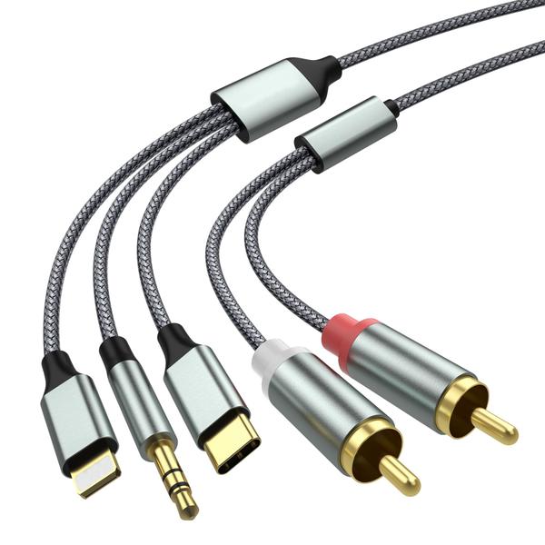 Imagem de Cabo adaptador auxiliar de áudio Apitiong Lightning para RCA 2,3 m