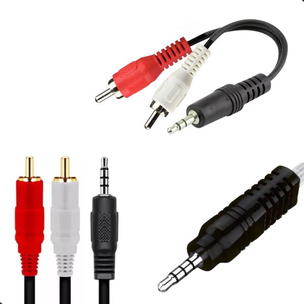 Imagem de Cabo Adaptador Auxiliar P2 2RCA Macho 5 M Vermelho Amarelo