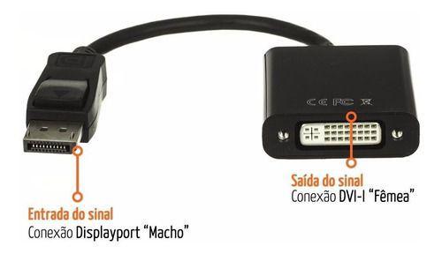 Imagem de Cabo Adaptador Conversor Displayport Macho P/ Dvi 24+5 Fêmea