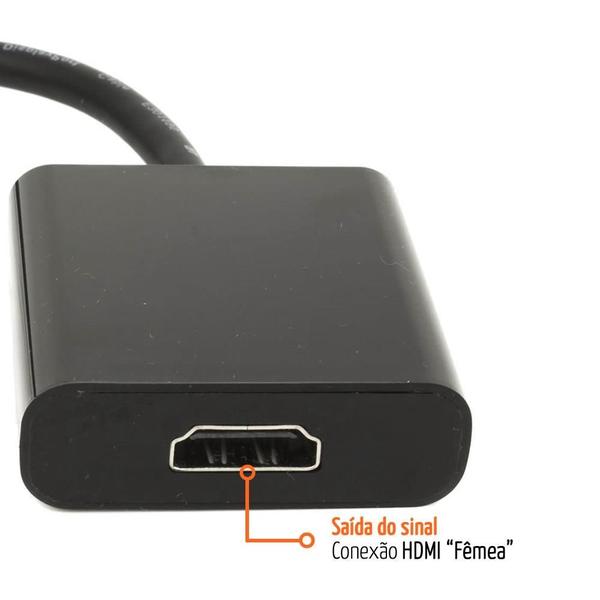 Imagem de Cabo Adaptador Conversor DisplayPort para HDMI - 15cm (DisplayPort M X HDMI F)